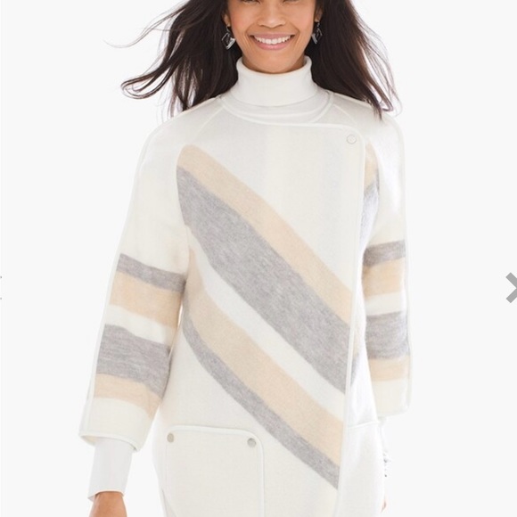 Chico’s 3 Yarn-dyed Boiled Wool striped Jacket XL - Picture 2 of 4